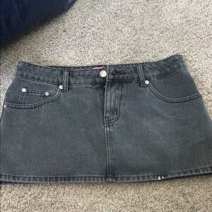 Edikted Black Denim Mini Skirt